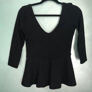 Black Lace Peplum Top